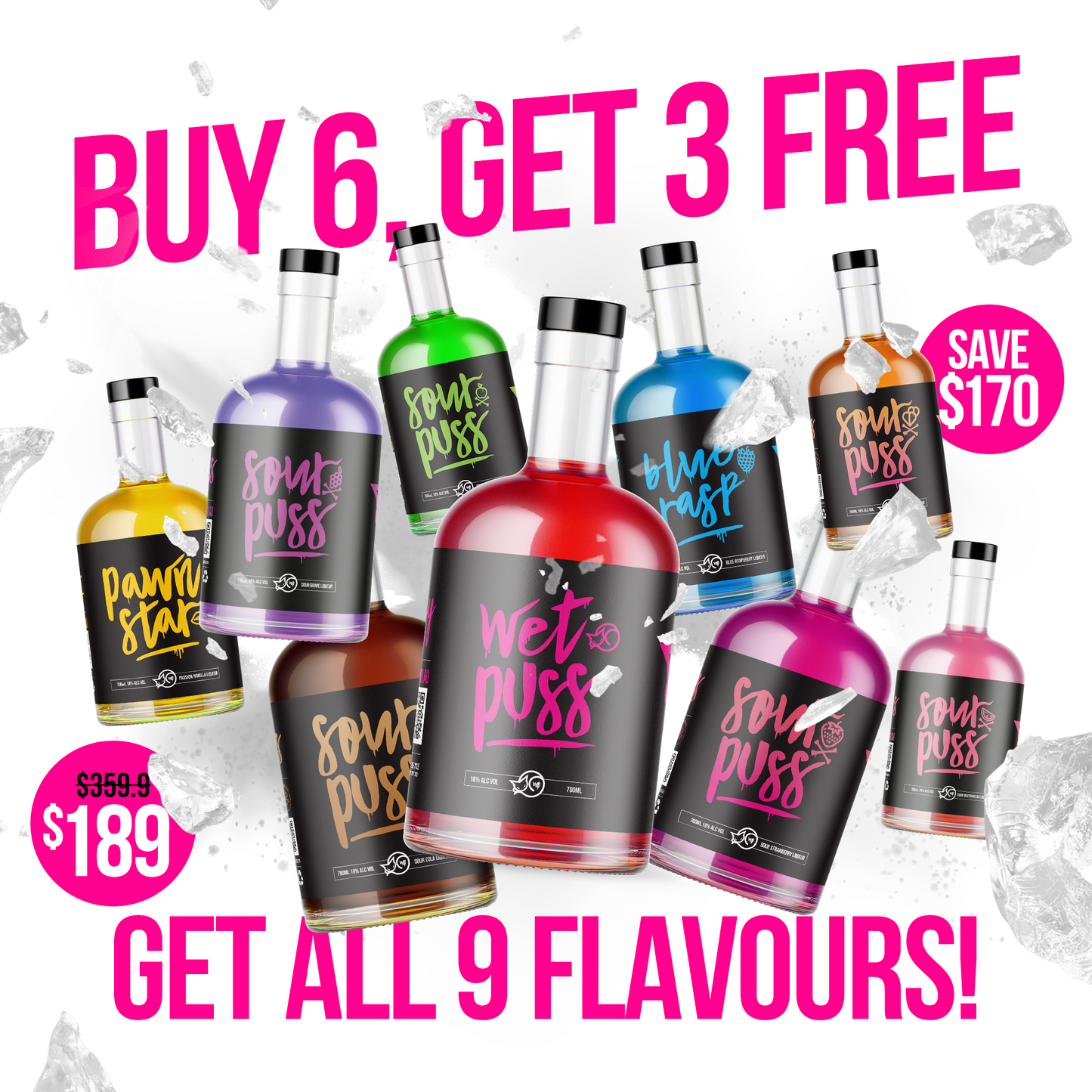 MEGA VALUE PACK - Buy 6, Get 3 Free! - 80Proof