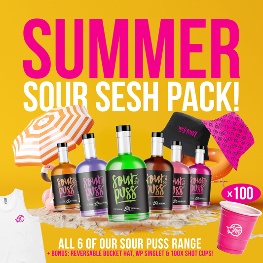 Sour Puss Summer Sesh Pack + FREE Singlet, Bucket Hat, Cups - 80Proof 