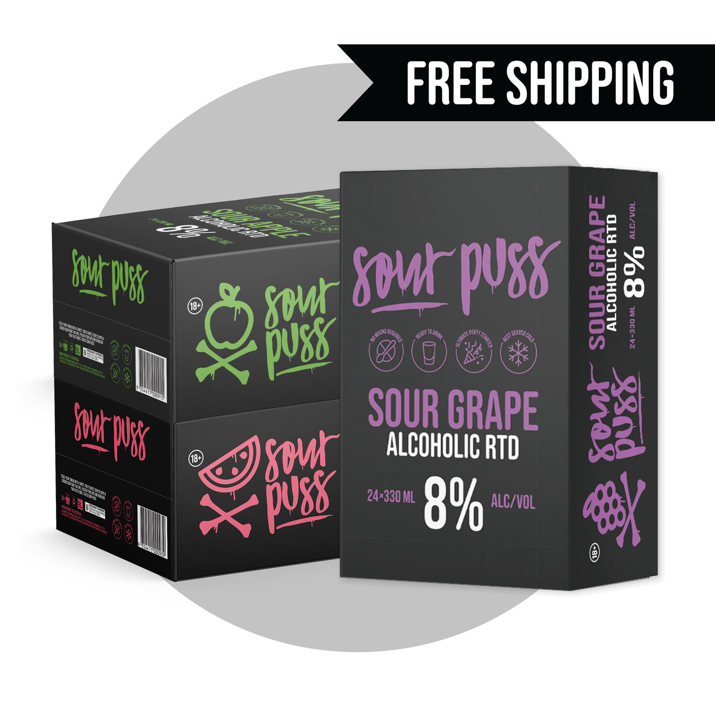 Sour Puss RTD 3 X 24 330ml Cans - 80Proof online