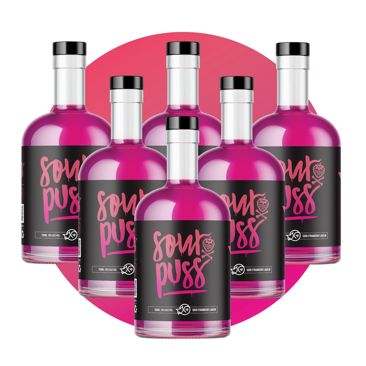 Sour Puss Strawberry 6-Pack 700ml - 80Proof