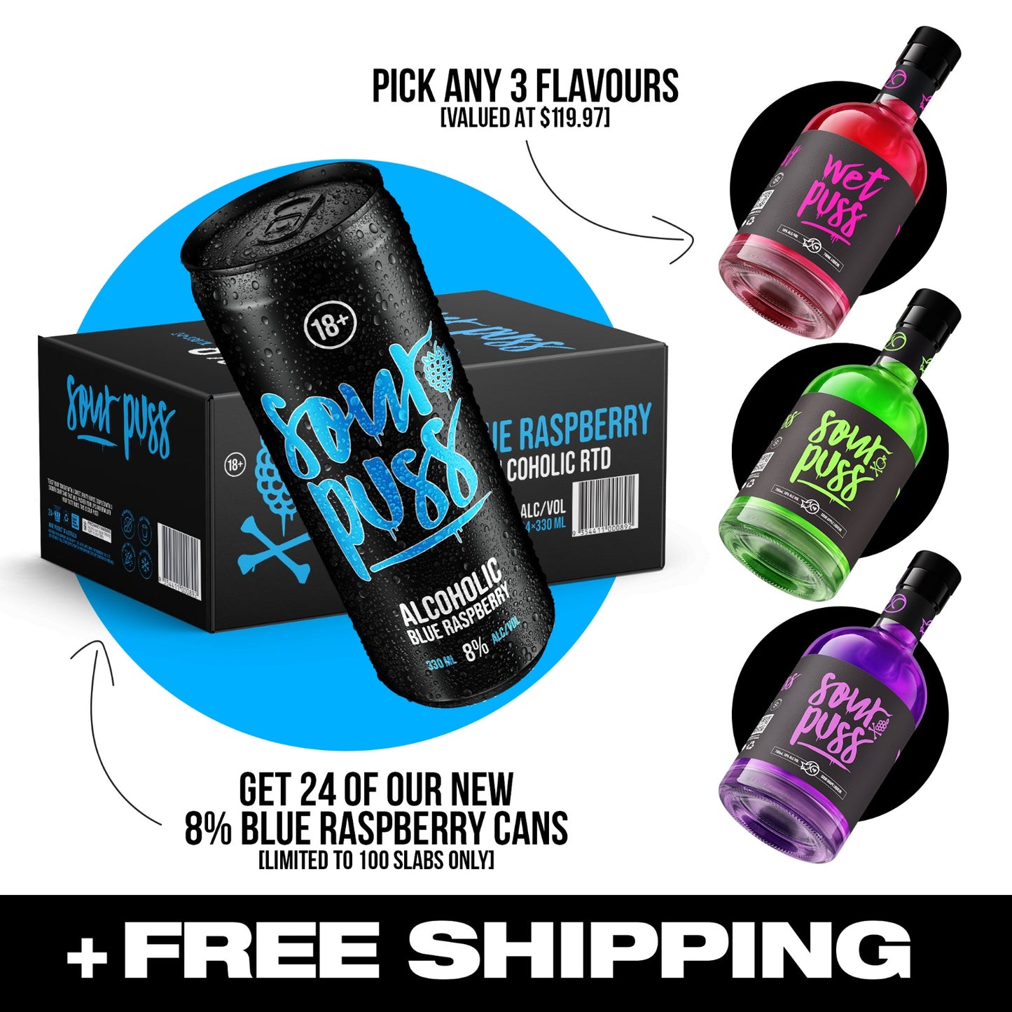 Blue Raspberry 24-Pack + Mixed 3 + FREE SHIPPING