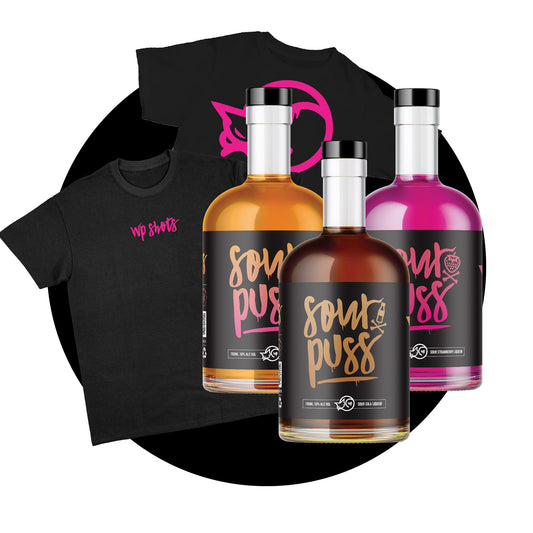 Sour Puss Cola, Straw, Peach 3-Pack + Free T-Shirt - 80Proof 