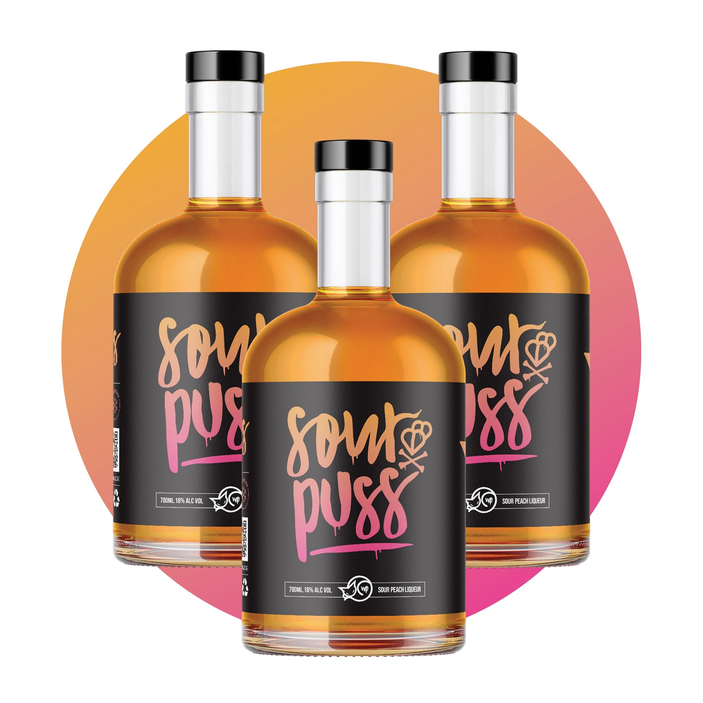 Sour Puss Peach 3-Pack 700ml - 80Proof 