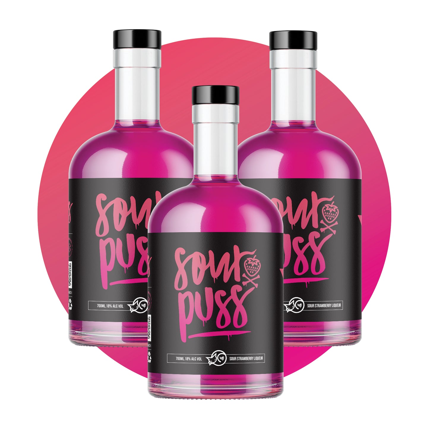 Sour Puss Strawberry 3-Pack 700ml - 80Proof 